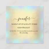 ブルー金ゴールドプロフェッショナルメイクアップグリッター スクエア名刺 (裏面)