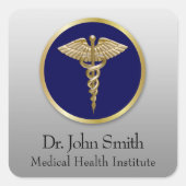 ブルー金ゴールドプロフェッショナルメディカルカドゥセウス スクエアシール (正面)