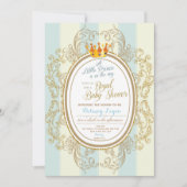 ブルー金ゴールドプ王室のリンスベビーシャワー招待状 招待状 (正面)