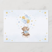 ブルー金ゴールドベア熱気球男の赤ちゃん本 エンクロージャーカード (裏面)