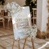 ブルー金ゴールドベビーの夢の赤ちゃんシャワーへようこそ アクリルサイン