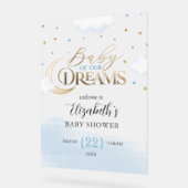 ブルー金ゴールドベビーの夢の赤ちゃんシャワーへようこそ アクリルサイン (傾斜)