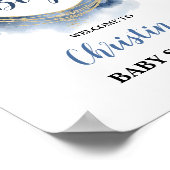 ブルー金ゴールドベビーシャワーOh boy Welcome Board ポスター (角)