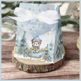 ブルー金ゴールドベビーベビーシャワー外は寒い アクリル招待状