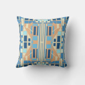 ブルー金ゴールドベージュシンメトリッ地中海のクアートルック クッション (裏面)