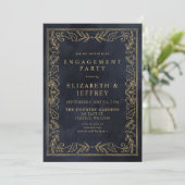 ブルー金ゴールドホリークリスマス婚約パーティ 招待状 (スタンド正面)