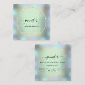 ブルー金ゴールドホログラフプロフェッショナルメイクアップスモーキー スクエア名刺 (正面/裏面)