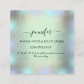 ブルー金ゴールドホログラフプロフェッショナルメイクアップスモーキー スクエア名刺 (裏面)