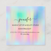 ブルー金ゴールドホログラフプロフェッショナルメイクアップブティック スクエア名刺 (裏面)