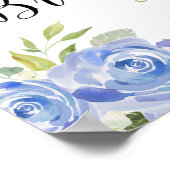 ブルー金ゴールドホワイトカボチャブライダルシャワーウェルカムサイン ポスター (角)