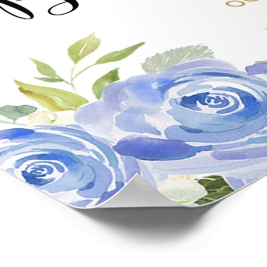 ブルー金ゴールドホワイトカボチャ赤ちゃんシャワー歓迎サイン ポスター (角)