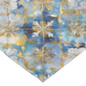 ブルー金ゴールドホワイトクリスマススノーフレーク テーブルクロス (アングル)