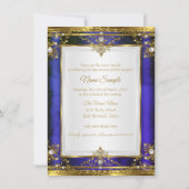 ブルー金ゴールドホワイトパールプリンセスキンセアニェラ 招待状 (裏面)