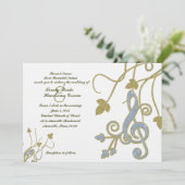 ブルー金ゴールドホワイトミュージック結婚式招待状 招待状 (スタンド正面)