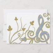 ブルー金ゴールドホワイトミュージック結婚式招待状 招待状 (裏面)