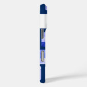 ブルー金ゴールドホワイトモザイクモノグラムiPhoneケース Case-Mate iPhoneケース (裏面 / 右)