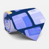 ブルー金ゴールドホワイトモザイク ネクタイ (ロール)