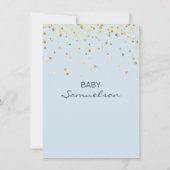 ブルー金ゴールドボーイベビーシャワーの準ポップ・アートの備ができている 招待状 (裏面)