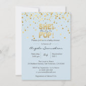 ブルー金ゴールドボーイベビーシャワーの準ポップ・アートの備ができている 招待状 (正面)