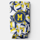 ブルー金ゴールドボールパターンスポモノグラムのート スリム缶クーラー (裏面)