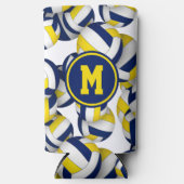 ブルー金ゴールドボールパターンスポモノグラムのート スリム缶クーラー (正面)