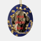 ブルー金ゴールドボールフレームフォトオーナメント セラミックオーナメント (右)