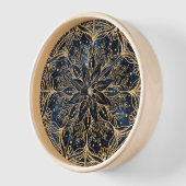 ブルー金ゴールドポインセチアフラワーマンダラ 壁時計 (傾斜)