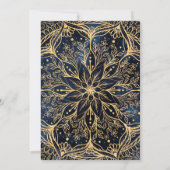 ブルー金ゴールドポインセチアフラワーマンダラ 招待状 (裏面)