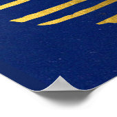 ブルー金ゴールドポスター抽象芸術モダンコラージュウォールアート ポスター (角)