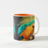 ブルー金ゴールドマカオパロットアニマルアートパーソナライズされた ツートーンマグカップ (正面右)