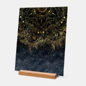 ブルー金ゴールドマンダラフローラ アクリルサイン (傾斜)