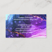 ブルー金ゴールドマーブルアゲートモノグラムイニシャルゲード 名刺 (裏面)