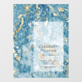 ブルー金ゴールドマーブルヘアサロン ウィンドウサイン (シート)