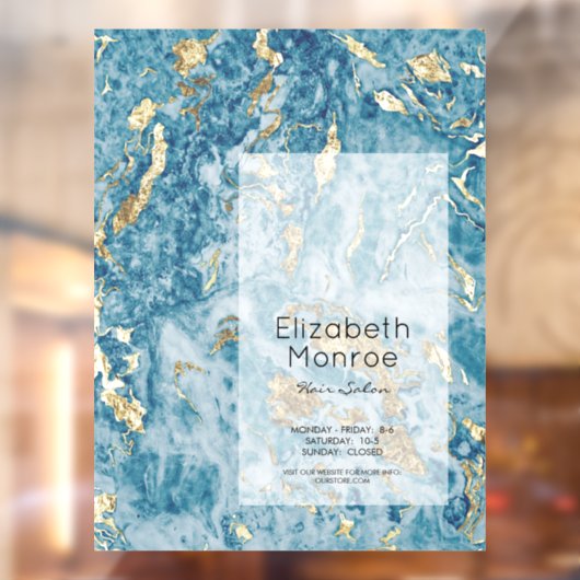 ブルー金ゴールドマーブルヘアサロン ウィンドウサイン (シート2)