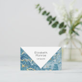 ブルー金ゴールドマーブルモノグラムモダン 予約カード (スタンド正面)