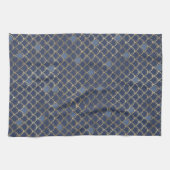ブルー金ゴールドマーメイドパターン キッチンタオル (横)