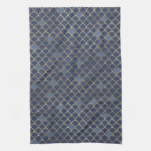 ブルー金ゴールドマーメイドパターン キッチンタオル (縦)