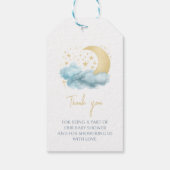 ブルー金ゴールドムーンスターブベイビー感謝していシャワーユーラベル ギフトタグ (裏面)