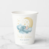 ブルー金ゴールドムーンスター男の赤ちゃんシャワー紙カップ 紙コップ (裏面)