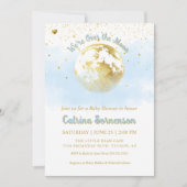 ブルー金ゴールドムーン&スターシアルベビーシャワー 招待状 (正面)