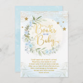 ブルー金ゴールドムーン&スターズグリーンリーブックスベビー エンクロージャーカード (正面/裏面)