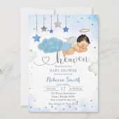 ブルー金ゴールドメキシコベビーエンジェルベビーシャワー 招待状 (正面)