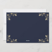 ブルー金ゴールドメリークリスマスハッピーニューイヤーカード シーズンカード (裏面)