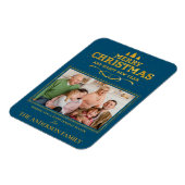 ブルー金ゴールドメリークリスマスハッピーニューイヤー写真 マグネット (左側)