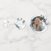 ブルー金ゴールドモダンフローラエレガントな結婚式紙吹雪 コンフェッティ (正面)