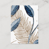 ブルー金ゴールドモダンフローラエレガントな結婚式 エンクロージャーカード (裏面)