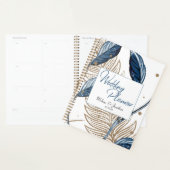 ブルー金ゴールドモダンフローラエレガントな結婚式 プランナー手帳 (ディスプレー)