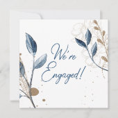 ブルー金ゴールドモダンフローラエレガントグリッター婚約 (正面)