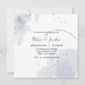 ブルー金ゴールドモダンフローラエレガントグリッター婚約 (裏面)