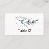 ブルー金ゴールドモダンフローラエレガント護衛カード プレイスカード (裏面)